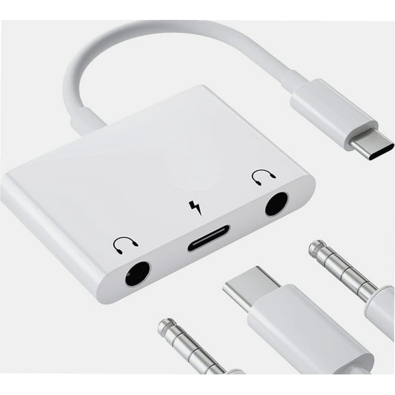 USB C Headphone Adapter,3 in 1 USB C to 3.5mm Dual Headphone Jack Adapter,USB-C Audio Adapter with Type-c Fast Charging Port,Headphone Splitter Compatible iPad Pro,etc.