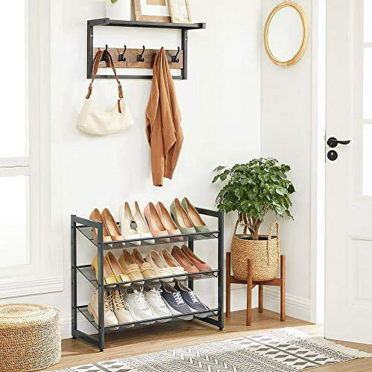 SONGMICS 3-Tier Shoe Rack Storage, Stackable Shoe Shelf Stand