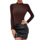 thumbnail image 1 of Gibobby Suéteres de invierno de punto Suéter de punto de cuello de color sólido para mujer Suéter de cuello con fondo (Café, L), 1 of 4