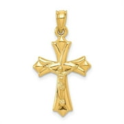 Finest Gold 10K Yellow Gold Reversible Crucifix & Cross Pendant