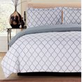 thumbnail image 3 of Duvet Cover Set 1800 Count Ultra Soft - Microfiber Duvet Set of 3 Pieces (White/Grey, King/California King) - Hypoallergenic Duvet Cover - Lux Decor Collection, 3 of 5