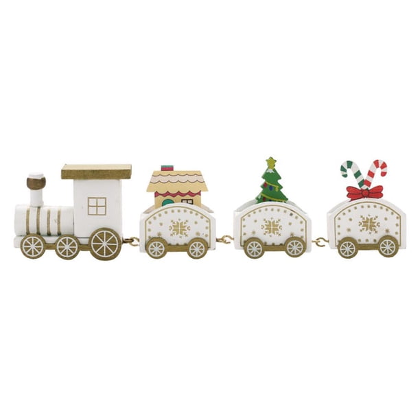 Bonito modelo de tren de madera, juguete bonito para mesa de casa, regalos de Navidad 2023 (blanco)