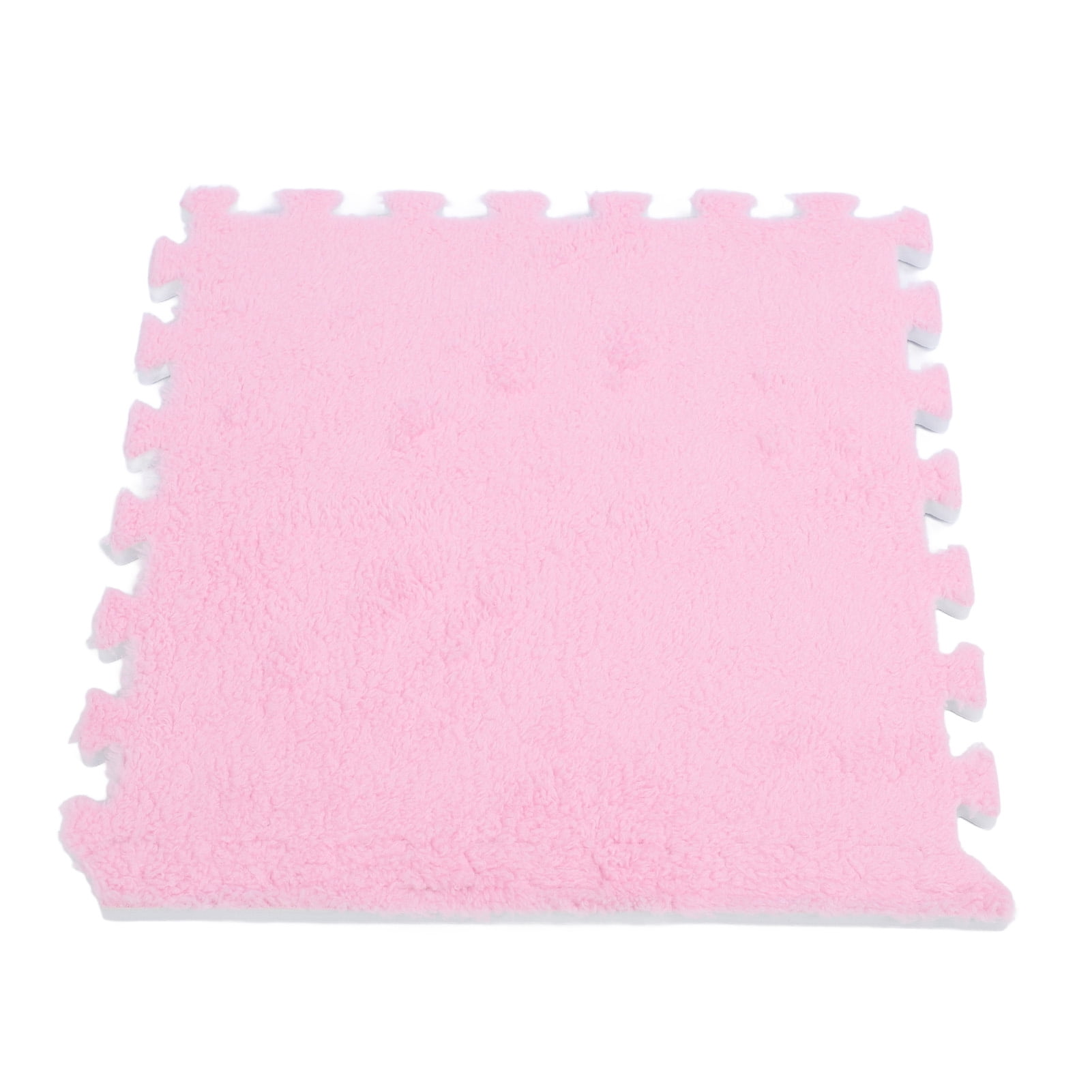 M Buder 10pcs Plush Foam Interlocking Floor Mats, Anti Slip Fluffy EVA Carpet Tiles For Bedroom Home Playroom Decor, Pink Interlocking Carpets (12.6 inches / 32 cm)