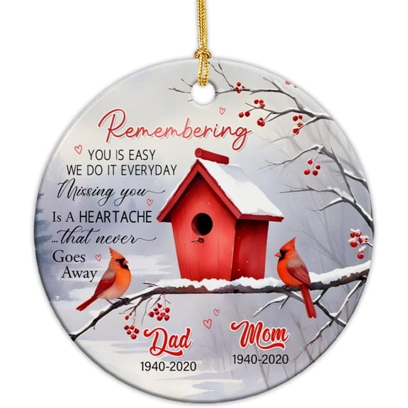 Remembering Ornament 2025 Memorial Cardinal Ornament Gift for Loss of Loved Ones, Personalized Name Dad Mom Remembrance Ceramic Ornament Christmas, Custom in Memory of Loved One Xmas Gift 5kDCMz