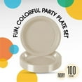 thumbnail image 7 of Exquisite 9" Ivory Disposable Party Plastic Plates, 100 Count, Heavy Duty 350 GSM Plate, 7 of 7