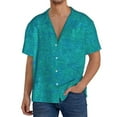 thumbnail image 3 of Fotbe Blue Green Glitter print Short Sleeve Button Down Shirts for Men Casual Summer Beach Wrinkle Free Shirt-Small, 3 of 7