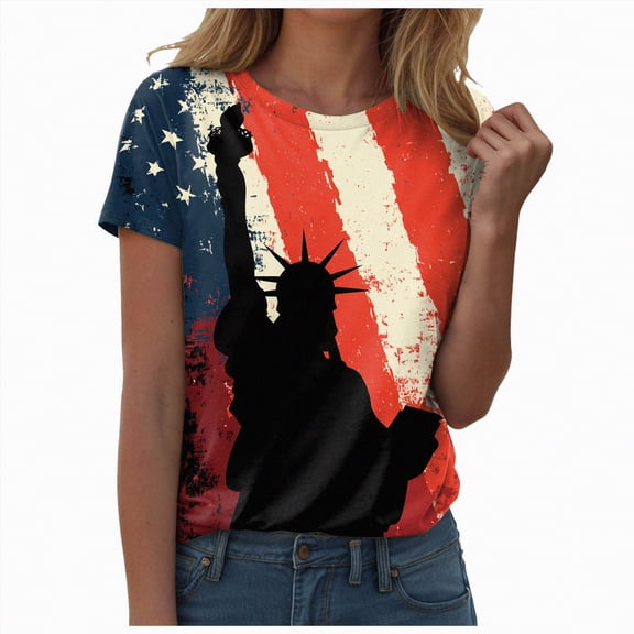 mgoYE 250th Anniversary Shirt Women Patriotic T-Shirts 3D Graphic Printed Novelty Fashion Tee Short Sleeve Shirt Women Tops Red M
