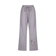thumbnail image 5 of QATAINLAV Cotton Linen Pants Women Summer Plus Size Wide Leg Capris Casual Drawstring High Waist Beach Pants Trendy Dandelion Print Cropped Trousers with Pockets Camisas Para Hombres Gray L, 5 of 6