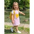 thumbnail image 4 of RUINIXCW Toddler Baby Girl Back to School Dress Kids Kindergarten Outfits Little Baby Girl Summer Tank Dress Overalls School Bow Apple Embroidery Sleeveless Striped A Line Dress, 4 of 9