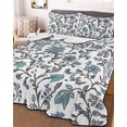 thumbnail image 3 of Quilts Queen Size, Boho Leaf Soft Comforter Bedding Set for Bed, Teal Green Spring Farmhouse Pastoral Tribal Lightweight Quilted Bedspread with Pillow Cover(2 Pieces) for All Season, 90x96 Inch, 3 of 6