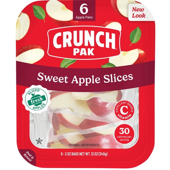 Crunch Pak Grab N Go! Sliced Apples in a Multi-Pack of 2 oz Individually Packaged Bags, 6 Pack