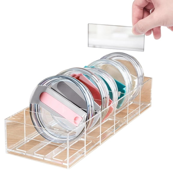 Tumbler Lid Organizer for Stanley Cups, Acrylic Multi-Slot Storage Box with Detachable Dividers, Clear Storage Holder for Easy Access, Ideal for Space Saving and Home Organization
