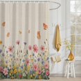 thumbnail image 3 of Shower Curtain Spring Wildflower Butterfly Shower Curtains for Bathroom Decor, Waterproof Polyester Shower Curtain Set with Hooks, Extra Long 72" x 96" Pink Flower Linen Texture, 3 of 9
