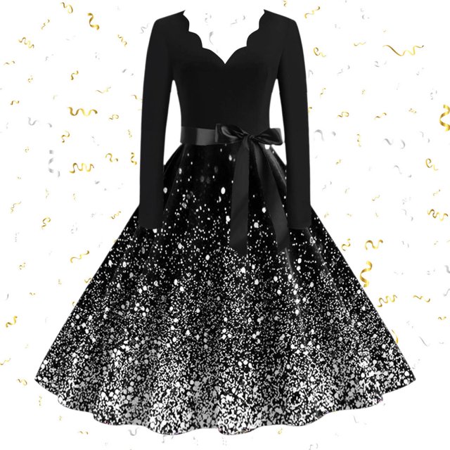 Vestidos de Lino Para Mujer Vestido Para Mujer Moda Manga Larga Cuello En V Fiesta de Noche de Navidad Fiesta de Graduación Vestido de Playa