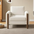 thumbnail image 4 of Oversized Accent Chair,Mid Century Modern Armchair with Wood Legs Living Room Side Chair Upholstered Single Sofa Chair for Living Room,Dining Room,White, 4 of 7