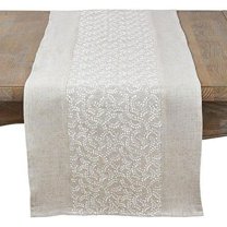 Fennco Styles Pretty Willows Embroidered Table Runner 16" W x 72" L - Natural Table Cover for Home DÃ©cor, Banquets, Family Gathering and Special Events