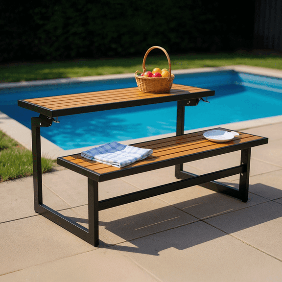 Durasheds Duramax 52" Convertible Patio Bench/Table Weather-Resistant Brown