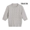 thumbnail image 2 of Suéter de golf de punto con cuello redondo TRAF ZR Y2k, suéter de media manga con perlas, suéter de primavera para mujer, camisetas de punto 2024, 2 of 5