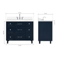 thumbnail image 2 of Ariel Monroe 43 Inch Single Oval Sink Bathroom Vanity With Pure White Quartz Countertop 1.5 inch Edge In Midnight Blue, 2 of 7