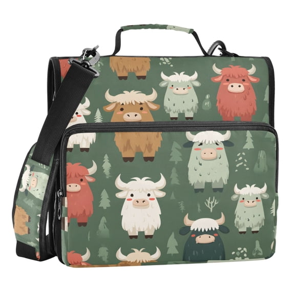 ALAZA Zipper Binder Cute Cartoon Cows 3 Ring Trapper Keeper File Folder Organizer Bag