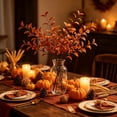 thumbnail image 4 of Orange 27.5in Thanksgiving Faux Greenery 9-Fork Branch Insertion Artificial Fall Leaf Spray for Indoor Outdoor Autumn Harvest Vase Table Decor, 4 of 7