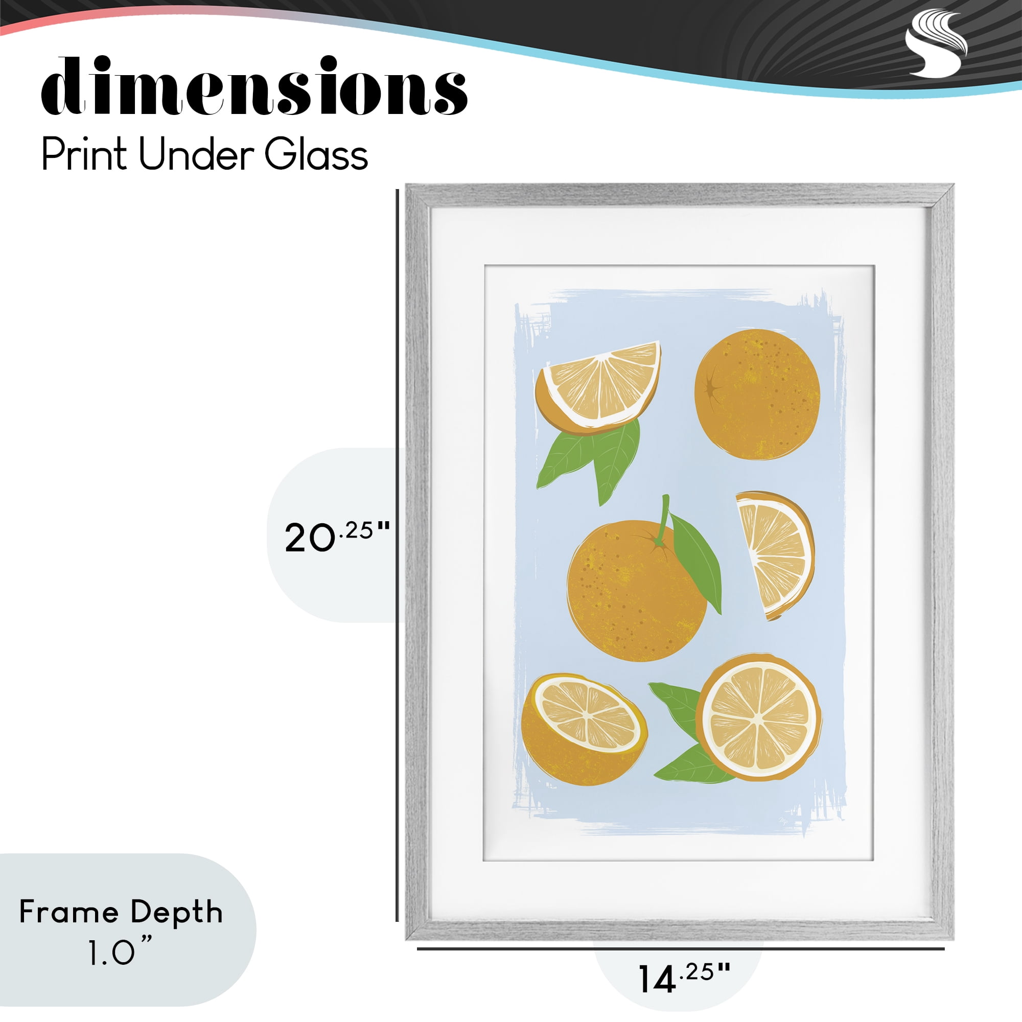 Stupell Industries Pastel Summer Oranges Gray Framed Print Under Glass, design by Martina Pavlova