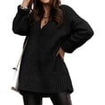 thumbnail image 3 of Long Sleeve Solid V Neck Casual Knit Pullover Sweater, 3 of 6