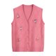 thumbnail image 1 of Gibobby Suéter de invierno para mujer, Chaleco de Punto para Mujer, Chaleco Oversize para Mujer, Cuello en V, Sin Mangas(Rosa,Talla única), 1 of 2