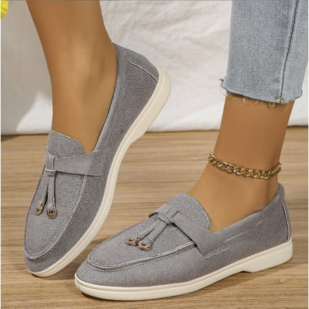 KAQ shoes Women s Round Toe Flat Loafers Comfort Slip On Moccasins Lightweight Driving Penny Loafers Casual Dress Walking Shoe