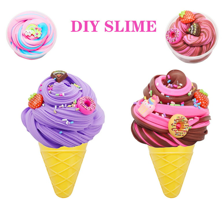  Fruit Ice Cream Slime Toy,Colorful Fluffy Stretchy Floam Sluge  Toy, Comfortable Relieve Slime Clay,Soft and Non Sticky DIY Surprise Slime  for Kids Party/Gift(60/120ml),Cherry#,60ML : Toys & Games