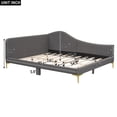 thumbnail image 5 of Full Size Upholstered Daybed with Armrest, Solid Wood Bed Frame with Headboard and Support Legs for Bedroom, Guest Room, No Spring Box Needed, Grey, 5 of 9