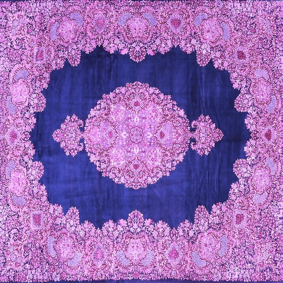 Ahgly Company Indoor Square Medallion Purple Traditional Area Rugs, 3' Square