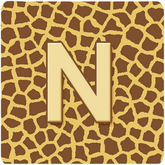 Monogram - Giraffe Foam Coasters, Initial Letter N - Set 4, 3.5 x 3.5 In.