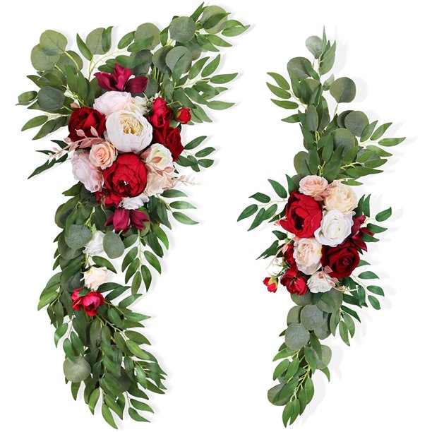 Arco de boda, decoración de boda, flor de simulación redonda, peonía rosa, tarjeta de invitado de boda, decoración