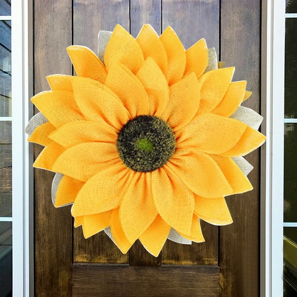 Corona de girasoles | Adorno floral artificial para puerta, ideal para la decoración de otoño y Acción de Gracias | Decoración de pared para el hogar y el jardín