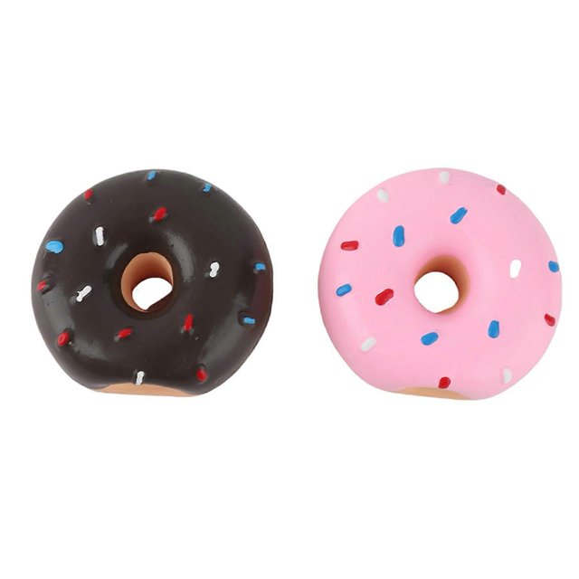 Lot de 2 jouets interactifs en latex pour chiens, en forme de beignet, pour le nettoyage des dents, la protection contre la mastication et la morsure