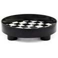 thumbnail image 1 of Round Storage Organizer Tray Checkerboard Design Plate Container Tray for Fruit Perfume Jewelry Black, Large, 1 of 10