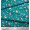 thumbnail image 3 of Soimoi Green Poly Georgette Fabric Mermaid & Starfish Ocean Printed Craft Fabric by the Yard 52 Inch Wide, 3 of 3