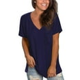 thumbnail image 2 of Summer Tops Viikei Womens Tops Spring Summer Plus Size Loose Fit Short Sleeves V-Neck Casual Shirt for Womens,Fashion Women Casual Solid Pullover V-Neck Short Sleeve T-Shirt Tops Blouse, 2 of 4