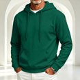 thumbnail image 3 of Resicozy Hoodies for Men Long Sleeve Solid Color Hooded Sweatshirts Casual Fall Spring Track Jackets with Pocket Dark Green L, 3 of 6