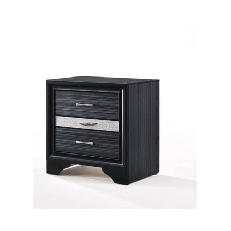 Nightstand Synthetic Wood Bedside Table with 2 Storage Drawers and Felt-Lined Jewelry Drawer Metal Glides Black Finish Modern Bedroom Furniture for Organized Bedside Storage