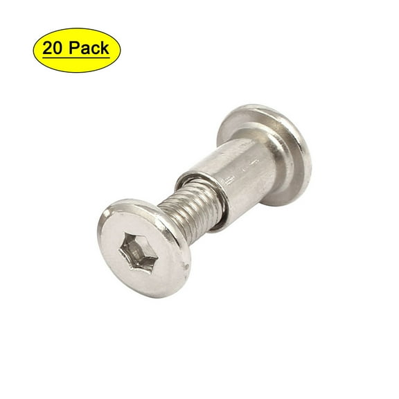 Unique Bargains M6x20mm Male Thread Cupboard Furniture Socket Hex Screw Post Silver Tone 20Pcs