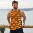 thumbnail image 6 of Gukieu Dinosaurs and Leaves Print Men's Quick Dry Fitness Vest, Round Neck Sleeveless Fitness Bodybuilding Top-Medium, 6 of 7