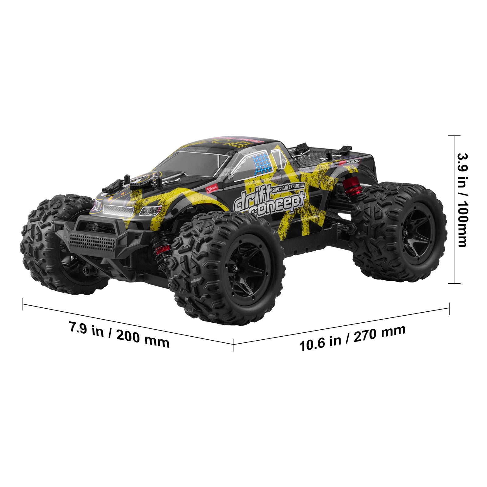 KFFKFF Operated Vehicle, 1:18 Proportional Toy Car for Children, 4WD Cross-Country Lorry with 45° Wheelie & Speed Regulation, 45 km/h Swift Hobby RC Race Car Toy, Perfect Present