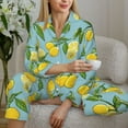 thumbnail image 6 of Pajama Sets for Women 2 Pcs, Lemon (3) Button Down Long Sleeve Sleepwear Lounge PJ Sets, 6 of 6