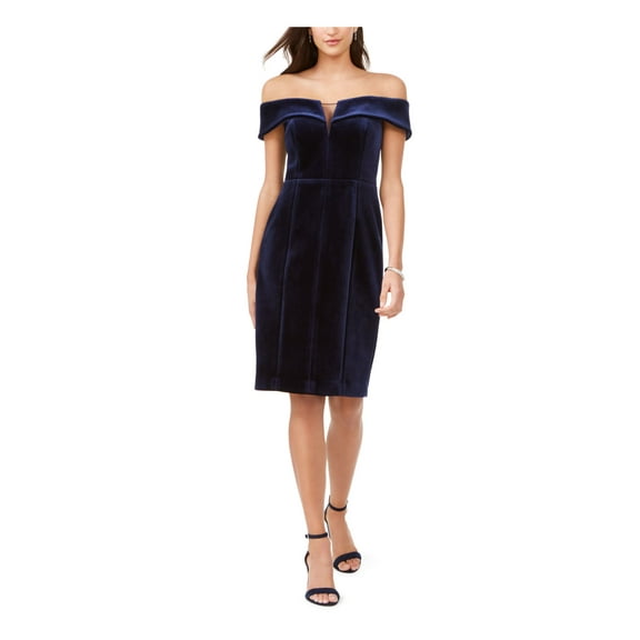 VINCE CAMUTO Womens Navy Sleeveless Knee Length Sheath Formal Dress Size: 2