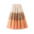 thumbnail image 1 of Txlixc Falda de Busto Largo de Malla para Mujer, Falda de Media Capa de Dobladillo Ancho de Cintura Elástica de Color Degradado de Estilo Ocio de Primavera Verano para Mujer Txlixc Moda, 1 of 6