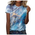 thumbnail image 1 of TSADFHJI Cute Tops Womens Spring Summer Colorful Printed Short Sleeve O Neck T Shirt Top L Blue, 1 of 5