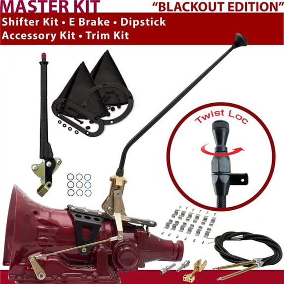 American Shifter AOD Shifter Kit 23 in. E Brake Cable Clamp Trim Kit Dipstick for D0AF0