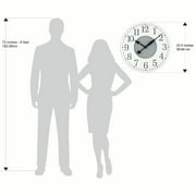 Mainstays Indoor Round 23.5\ White and Gray Arabic Wainscot Farmhouse Analog Wall Clock